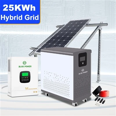 Pengecas ion lithium kuasa tinggi 25000Wh dengan panel solar & kit penuh inverter